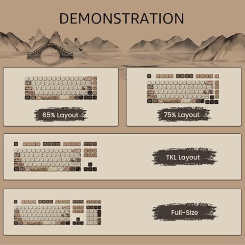 Teclas PBT Akko perfil Moa Mountain Seclusion con 140 piezas compatibles con teclado mecánico 3