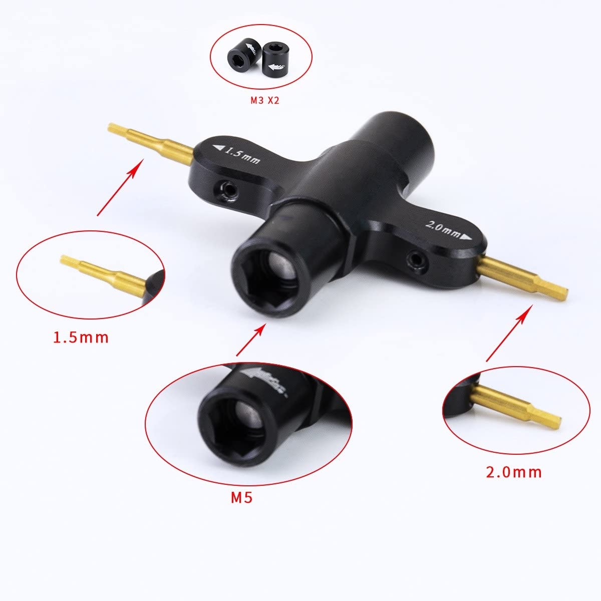 YEHEI M5 Schraubenschlüssel Für FPV Drohnen | Mit Einweg-Lager & 1,5mm/2mm Schraubendreher