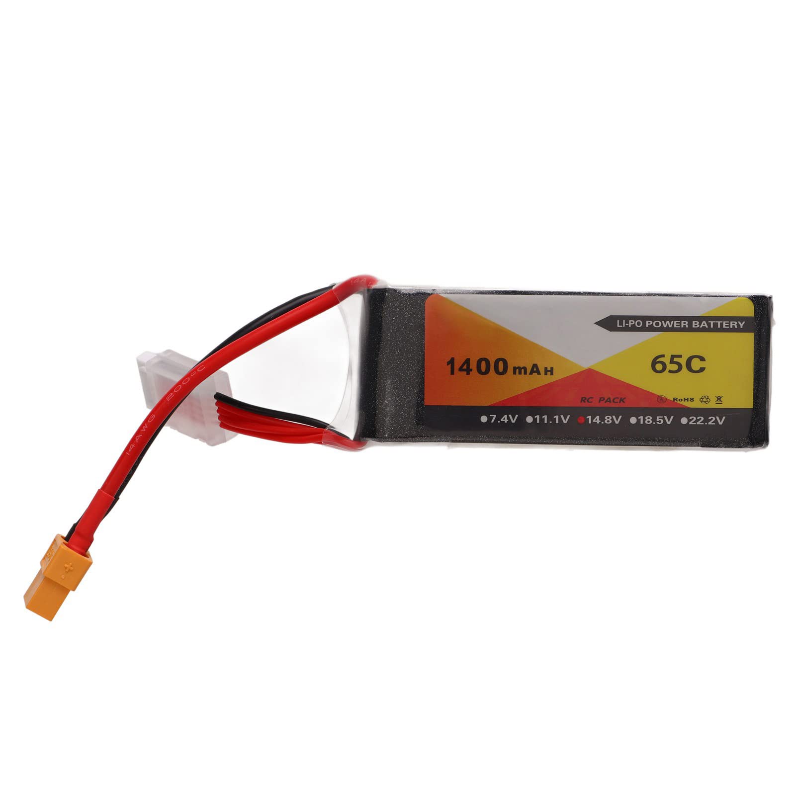 Batterie Lipo RC 1400mAh 14.8V 65C, Bloc d'alimentation à Haut Débit pour Avion télécommandé FPV Racing Quadcopter