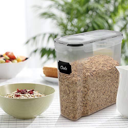 DDF iohEF Large Food Storage Containers Set, 4 PACKS 4L /135 oz Airtight Cereal Containers, BPA Free Plastic, for Kitchen Pantry Organization and Storage - Labels, Marker and Spoons Set