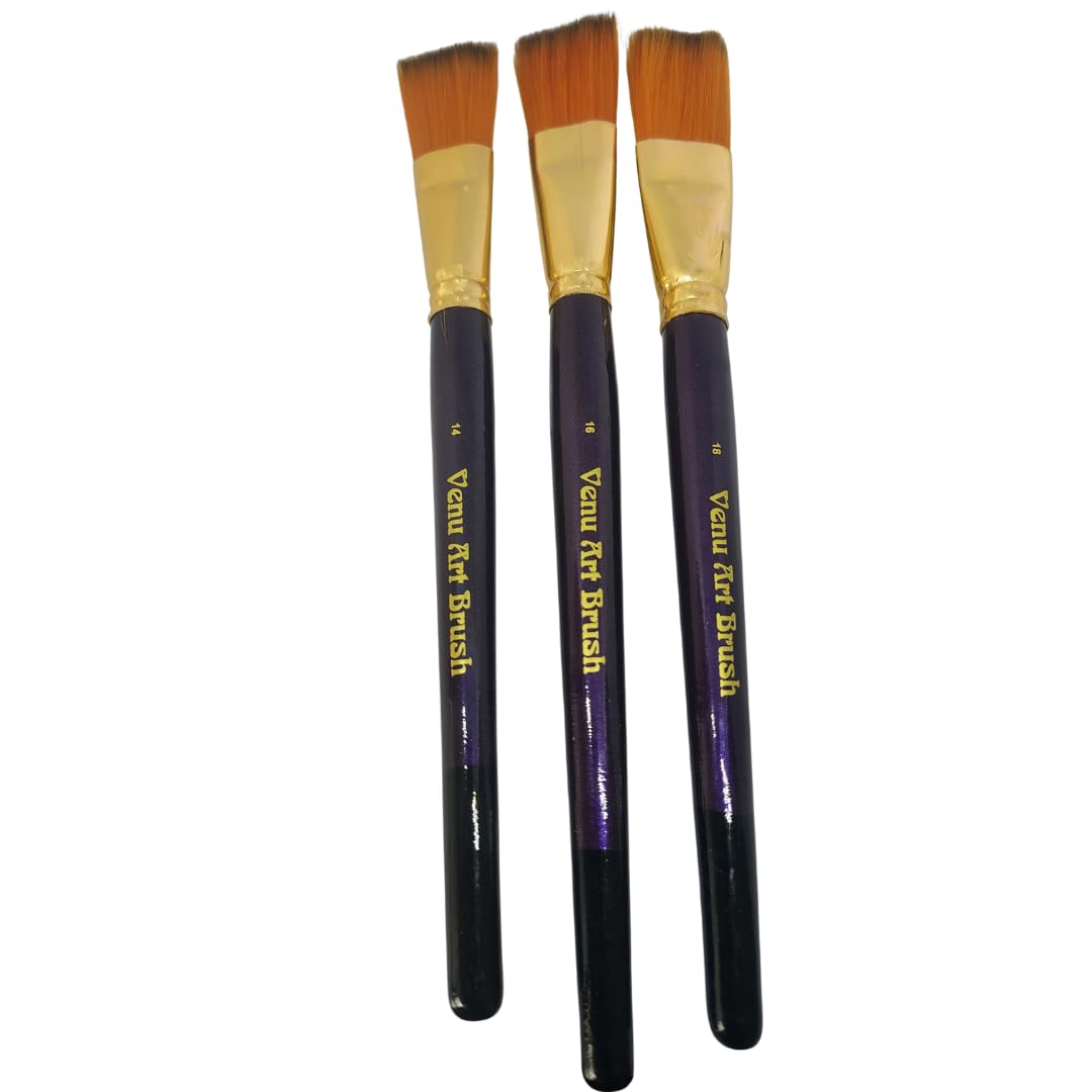 Flat Painting Brushes Set of 3 (Size : 18, 16, 14) Paint Brush for Gouache / Acrylic /Oil Painting(Wood)-image-9