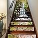 FLFK 3D Cascadas de paisaje natural auto-adhesivos Pegatinas de Escalera pared pintura vinilo Escalera calcomanía Decoración 39.3 pulgadas x7.08 pulgadas X 13Piezas