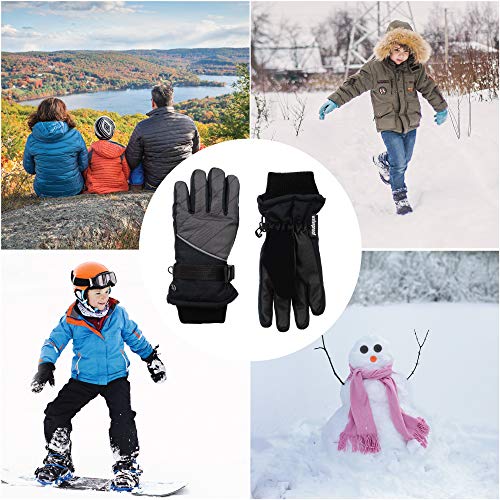 C9 Champion Kids Unisex Cold Weather Windproof and Waterproof Snow and Ski Gloves with Reflective Trim3