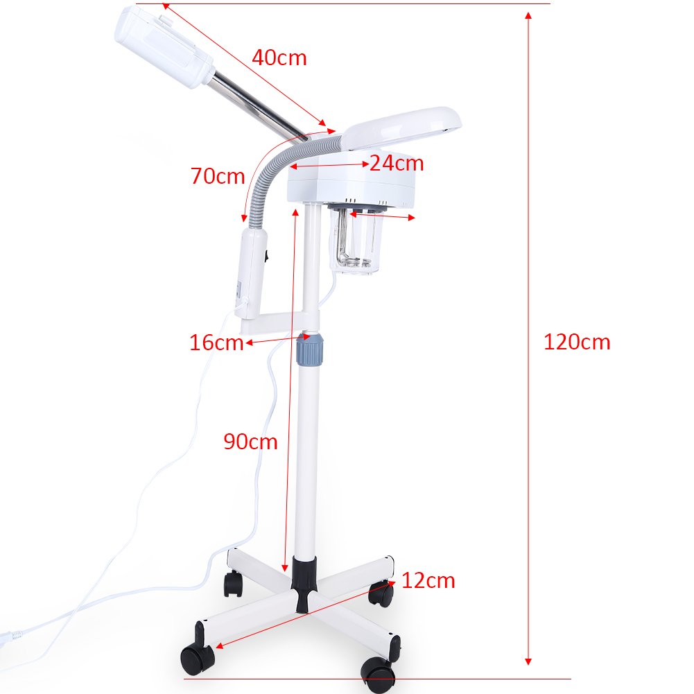 2-in-1 Gesichtssauna mit LED-Beleuchtung, Dampfzerstäuber, Vergrößerungsspiegel, Warmnebel-Luftbefeuchter für Thermal Spa und Hautpflege, inkl. Stativ