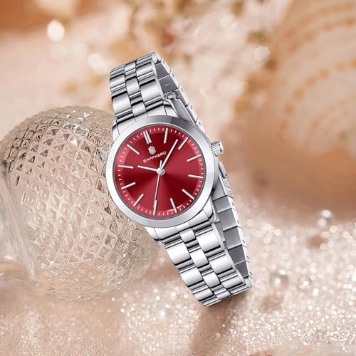 Image of Sapphero Ladies Watch Easy to Read Wristwatch, Women's Quartz Watch with Stainless Steel Strap, 5 ATM Waterproof, Classic Elegance Women Business Waterproof Watch