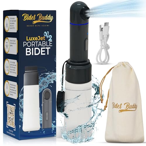 BIDET BUDDY® LuxeJet Portable Bidet for Travel | Electric Handheld Rechargeable Bidet Sprayer | Waterproof Gentle Pressure Personal Cleaning Device for Women, Men, Baby & Postpartum | USB C - V2
