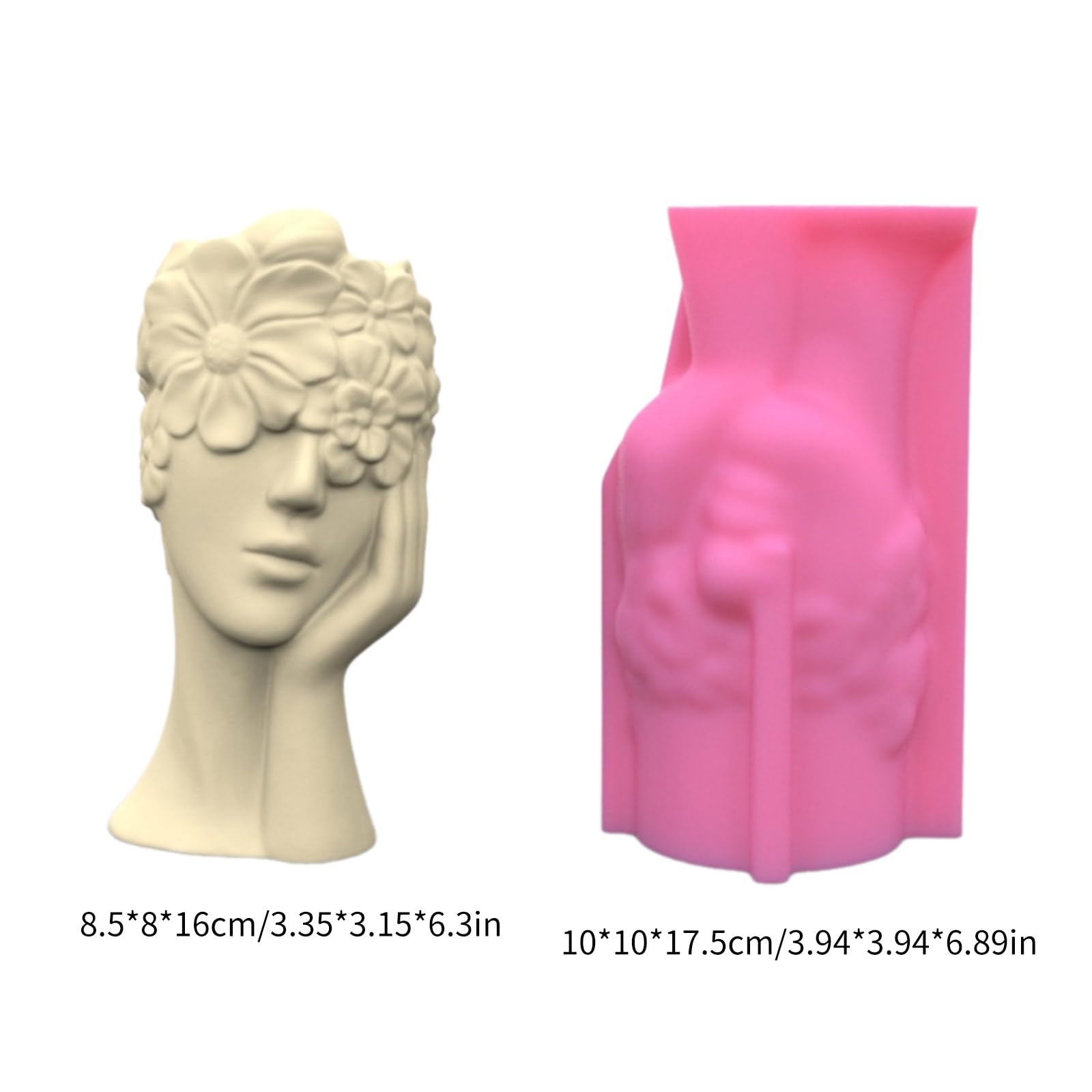 Moldes de resina únicos para manualidades, moldes flexibles para jarrones, frascos de flores contemplativos con forma de niña para hacer jarrones