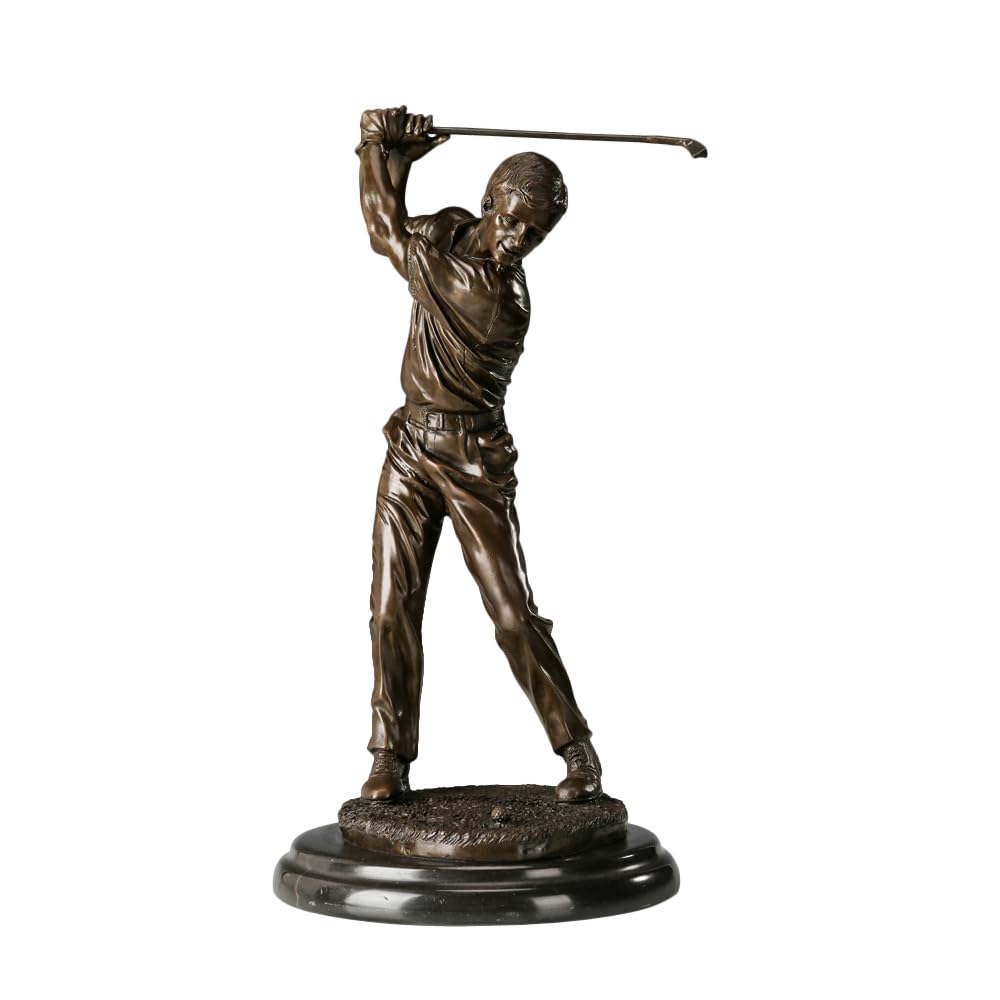 Brązowa statuetka golfisty rzeźba sportowa dekoracja biura domowego duża 43 cm H