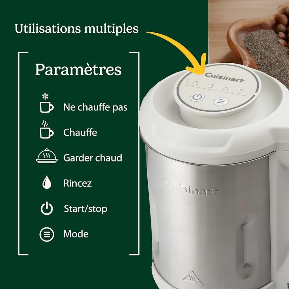 NutSmart™ de Cuisinart – Machine à Lait Végétal Sans Effort 1,2 L & Appareil à Boissons Végétales MYBOTV | Lait d’Amande, d’Avoine, de Soja, de Riz, de Noix | 100% Naturel, Rapide & Multifonction