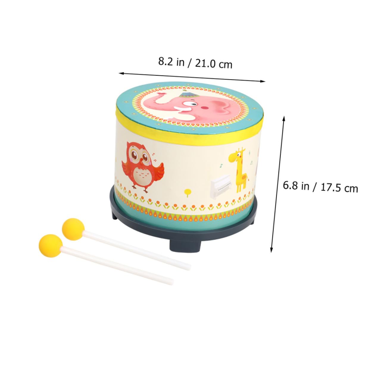 Juguete Musical Educativo de Madera, Tambo Infantil de Mano | Doble Cara, Pvc y Acabado sin Rebabas, Mejora Habilidades Cognitivas y Físicas, Cavidad Lisa