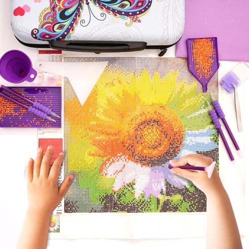 Image of MoeeBtee Diamond Painting Storage Containers, 60 Slots Diamond Painting Accessories and Tools, Diamond Art Organizer Storage Case - Butterfly