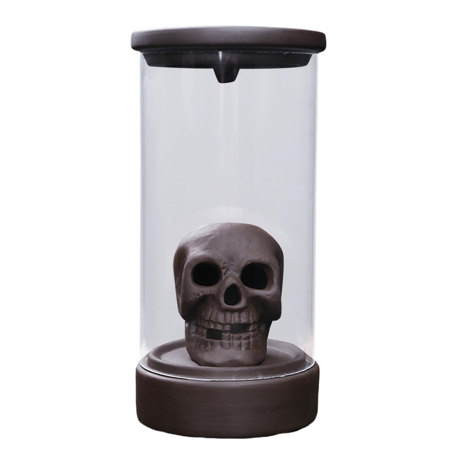 Kalttoy Artistic Ceramics Skull Incenses Burners with LED Waterfall Backflow Windproof Lampshade Incenses Cones Holders Decors Windproof Burners