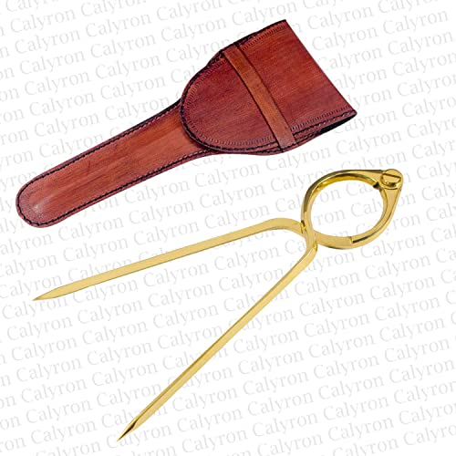 Divisore dritto in ottone, 20 cm, con custodia in pelle