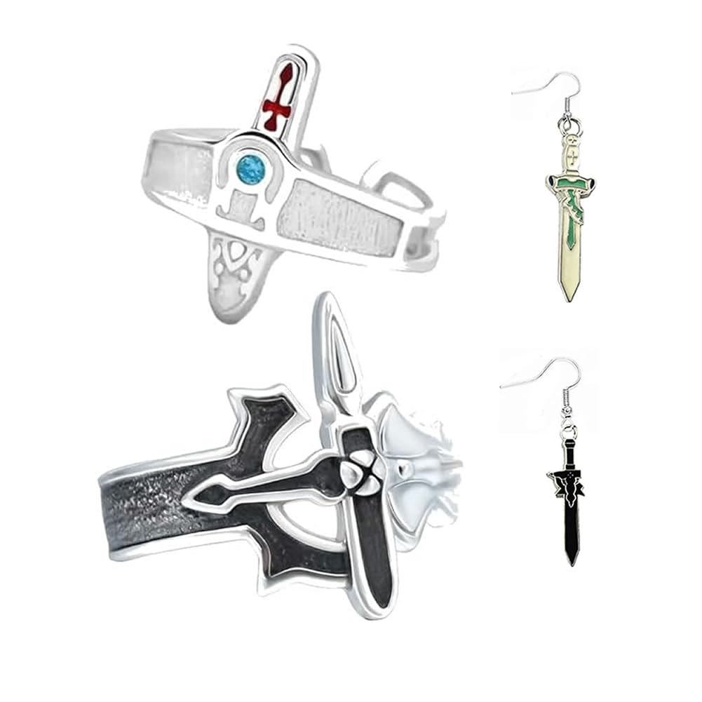 Kirigaya Kazuto Cosplay Ring,Anime Kirito Asuna Adjustable Finger Ring Cosplay Prop Accessory