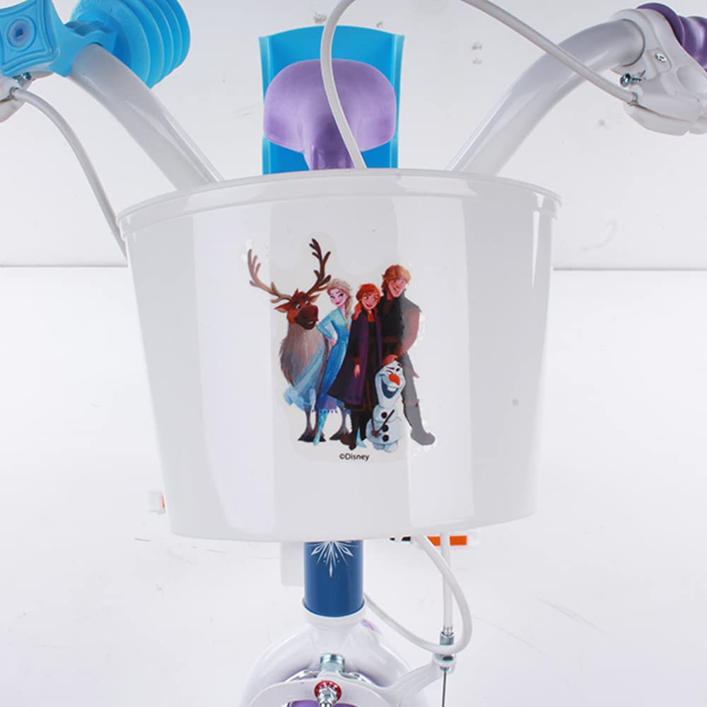 Biciletta da bambini da 14 pollici con portababole, cestino, stabilizzatori laterali di Disney Frozen