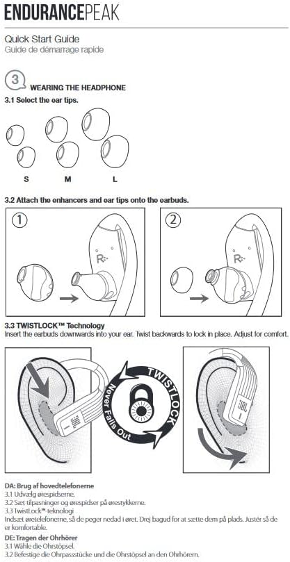 JBL ENDURANCE PEAK - True Wireless Earbuds, Bluetooth Sport Headphones with Microphone, Waterproof, up to 28 hours Battery, Charging Case and Quick Charge, Works with Android and Apple iOS (black)