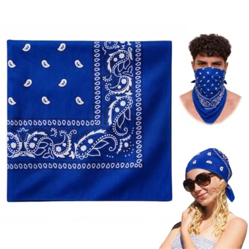 Image of VRONZO Unisex Soft Breathable 100% Cotton Bandana for Men & Women | Head Band for Men Bike Riding, Scarf for Men, Head Scarf for Women, Multi-Purpose Paisley Printed Square 50x50 cm