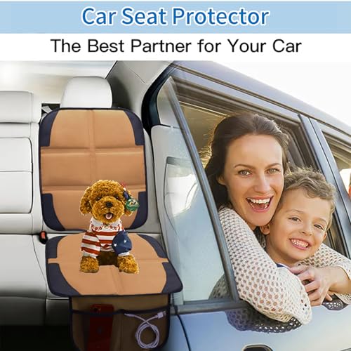 Image of Car Seat Protector for Child Car Seat, 2 Pack Baby Car Seat Covers with Mesh Pockets & Non-Slip Backing 600D Durable Seat Protector (Brown, Standard)