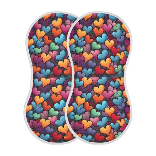 xigua Cartoon Hearts Baby Burp Cloths for Newborn Boys and Girls 4 Pack, Soft & Absorbent Cotton Baby Burp Cloth, Baby Washcloths, Newborn Towel, Burp Rags2