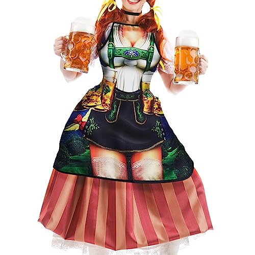 Moldtas Oktoberfest Apron Dirndl Apron For German Oktoberfest Party Costume, Novelty Apron For Woman Female Funny Apron For Kitchen Cooking Bbq Baking #TOP4