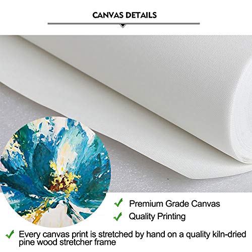 Iknow Foto 3 Pieces Teal Flower And Butterfly Canvas Prints Floral Oil Painting Gold Blue Wall Art For Bathroom Bedroom Ready To Hang Each Size 12X12 Inches #TOP5