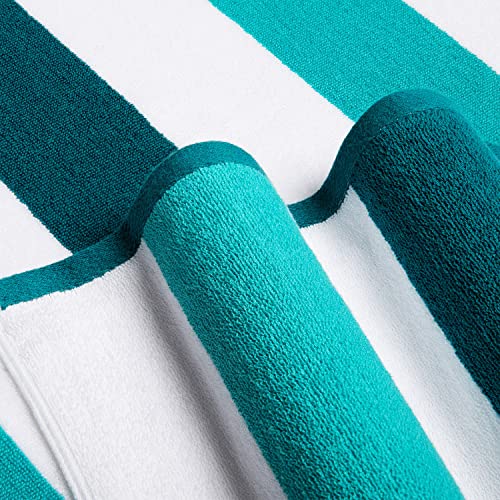 Bornbay Cotton Oversized Extra Large 40"X70" Plush Thick Pool Towel, Xl Fluffy Stripe Cyan Green Beach Towels For Adults Mens Women #TOP3