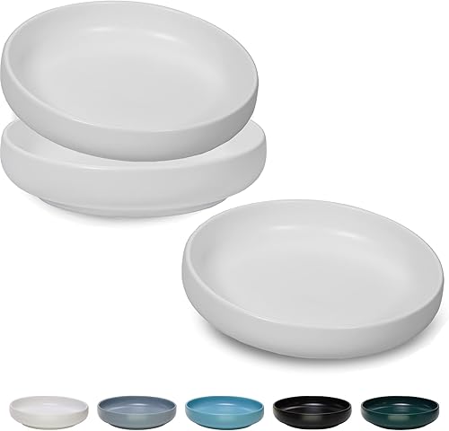 Miniatura 1 de Cuencos de cerámica para gatos, platos poco profundos para comida y agua, con acabado mate de 6 pulgadas de ancho, juego de 3 cuencos para gatos sin