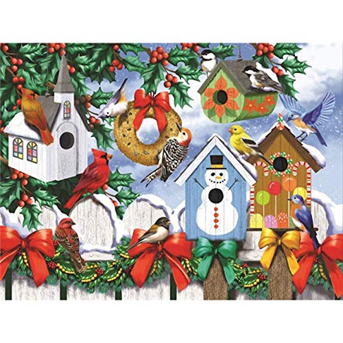 Acryl Gemälde handgemalte Leinwand Bilder abstrakt Wandbild Acrylbild Moderne Kunst-Wintervögel(50x75cm) Rahmenlos