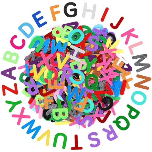 SEPGLITTER 300 Stück Buchstaben Aufkleber aus Filz, Bunte A-Z Alphabet...