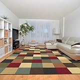 Ottomanson Otto Home Collection Boxes Contemporary Design Modern Area Rug Skid (Non-Slip) Rubber Backing, 98