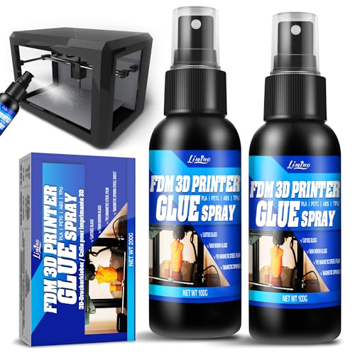 3D Druck Kleber - PLA Kleber 3D Drucker, Verhindert Warping auf Beheizter Druckplatte, 3D Sprühkleber für ABS, PLA, PETG, TPU Filamente auf Verschiedenen Druckplatten, Rückstandsfrei, 2 x 100 ml 3D Druck Kleber - PLA Kleber 3D Drucker, Verhindert Warping auf Beheizter Druckplatte, 3D Sprühkleber für ABS, PLA, PETG, TPU Filamente auf Verschiedenen Druckplatten, Rückstandsfrei, 2 x 100 ml