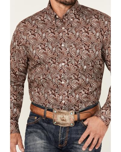 ROPER Western Shirt Mens L/S Paisley Cotton Wine 03-001-0326-1013 WI3