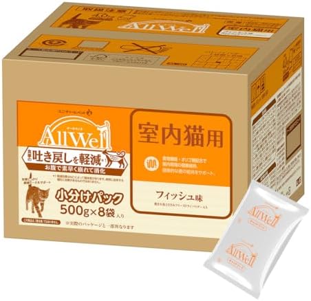 （04:30時点） All Well(オールウェル) 室内猫用 フィッシュ ドライキャットフード 4.0kg(500g×8袋) 猫