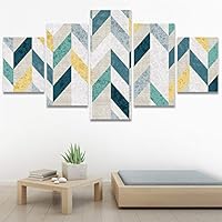 SIGNWIN 5 Panel Canvas Wall Art Modern Art Contemporary Dramatic Geometric Mixed Media Multicolor Patterns for Home Decorations Ready to Hang - 60