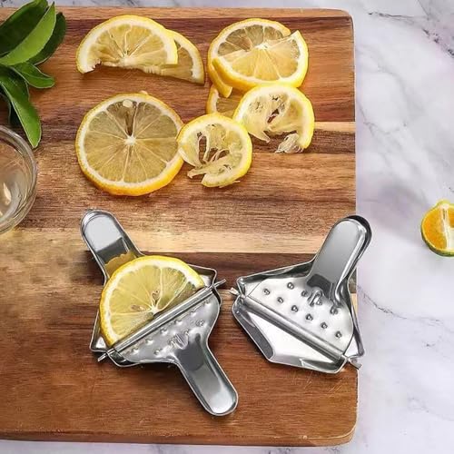 Lot de 4 Inox Presse Citron Manuel Presse Tranche Citron Manuel Lemon Squeezer Presse Agrumes à Levier Manuels de Cuisine pour PastèQue Citron PêChe – Image 3