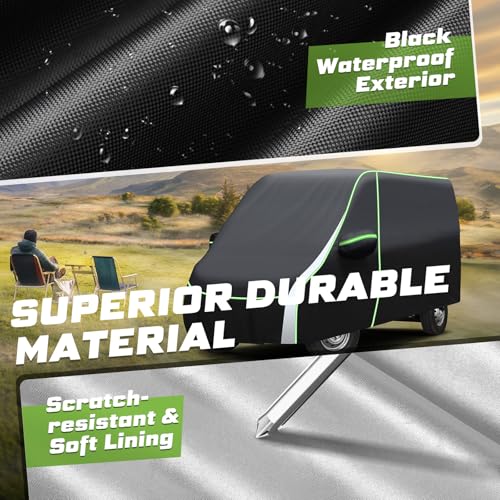 Image of Mixsuper Liner Car Cover for Ram ProMaster 2014-2022, Heavy Duty Waterproof Van Cover, Outdoor Commercial Vehicle Protection, Windproof Strap, Zipper Door