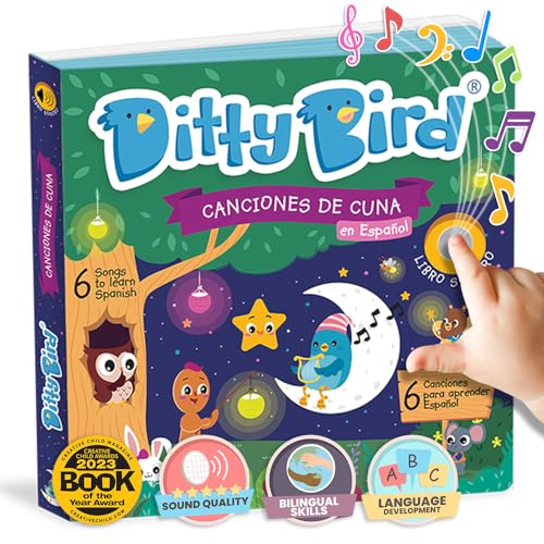 Ditty Bird Livre de Comptines Espagnoles | Livres Musicaux Bilingues pour Tout-Petits, Coucher |...