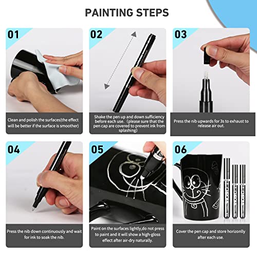 San Jeirie SJ-220110 3Pcs Silver Liquid Mirror Chrome Markers, Permanent Reflective Liquid Chrome Paint Pens Set, High Gloss Art Car Diy Model Repair Markers Set For Plastic Metal Glass Ceramic thumb #5