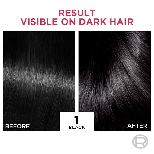 Image of L'Oreal Paris Excellence Creme Triple Care No Ammonia Long-lasting Hair Color, 100% Grey Coverage, Powered by Pro-keratin and French Rose Oil, Shade Black 1, 72ml+100g