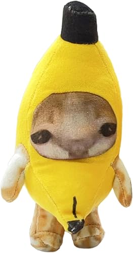 Llavero de peluche de gato de plátano amargo de 7 pulgadas con sonido divertido gato feliz juguete de animales de peluche