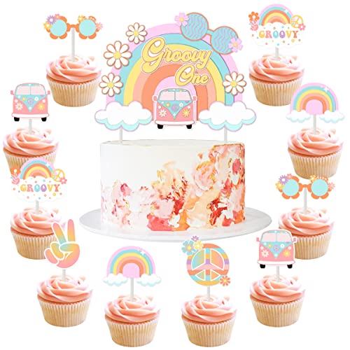 Groovy One cake toppers pour une fête d'anniversaire hippie et bohème