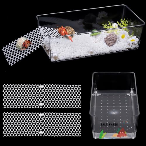 2 Pack Large Hermit Crab Water Tank Hermit Crab Cage with Climbing Ramps Hermit Crabs Salt Water Pool for Small or Medium Hermit Crabs Climbing Toys (2Pack Large)