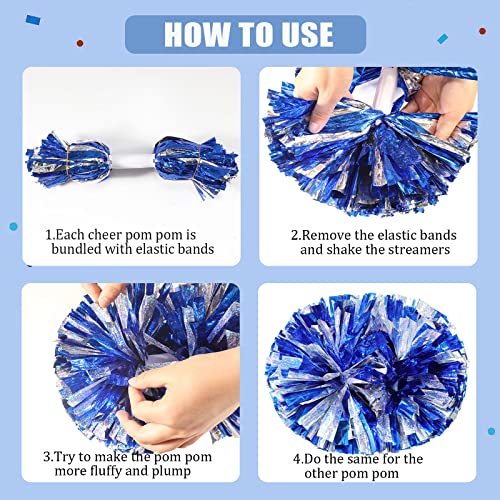 Extpro 6Pcs Cheerleading Pom Poms Matte Metallic Foil Cheer Pompoms with Baton Handle, Kids Adults Team Spirit Cheering Stuff for Sports Games Carnival (Mix Rose Pink) - Image 4