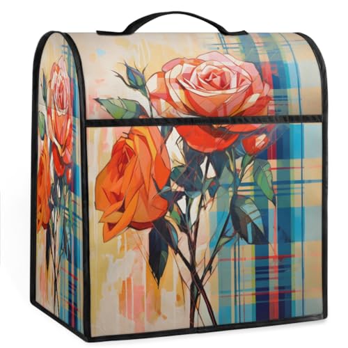 Coffee Maker Cover Rose Flower Kitchen Appliance Covers Small Appliance Covers Blender Cover Juicer Cover Dust Covers for Kitchen Appliances with Top Handle and Pockets,Washable,C584