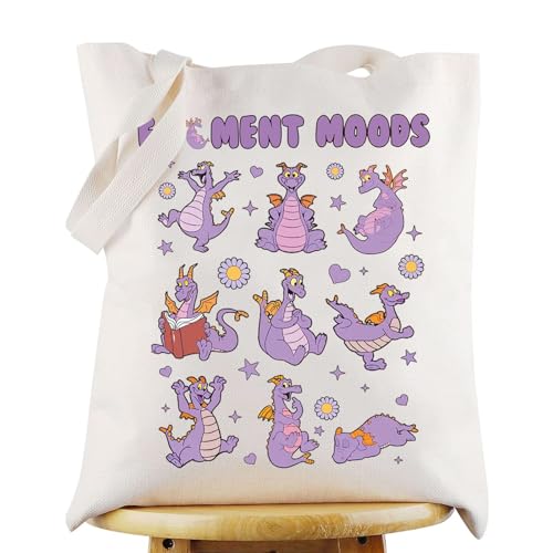 LEVLO Purple Dragon Canvas Tote Bag Dragon Fans Gift Purple Dragon Moods Shoulder Bag (Figm Moods Tote)