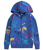 TLAENSON Boys Dinosaur Hoodies Zip Up Sweatshirts Kids Zipper Hooded Sweater Little Boys Dino Clothes Blue Size 140/8-9 Years