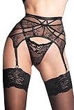 sofsy Black Garter Belt for Women Thigh High Stockings | Lace Garter Belts for Thigh Highs (Stocking