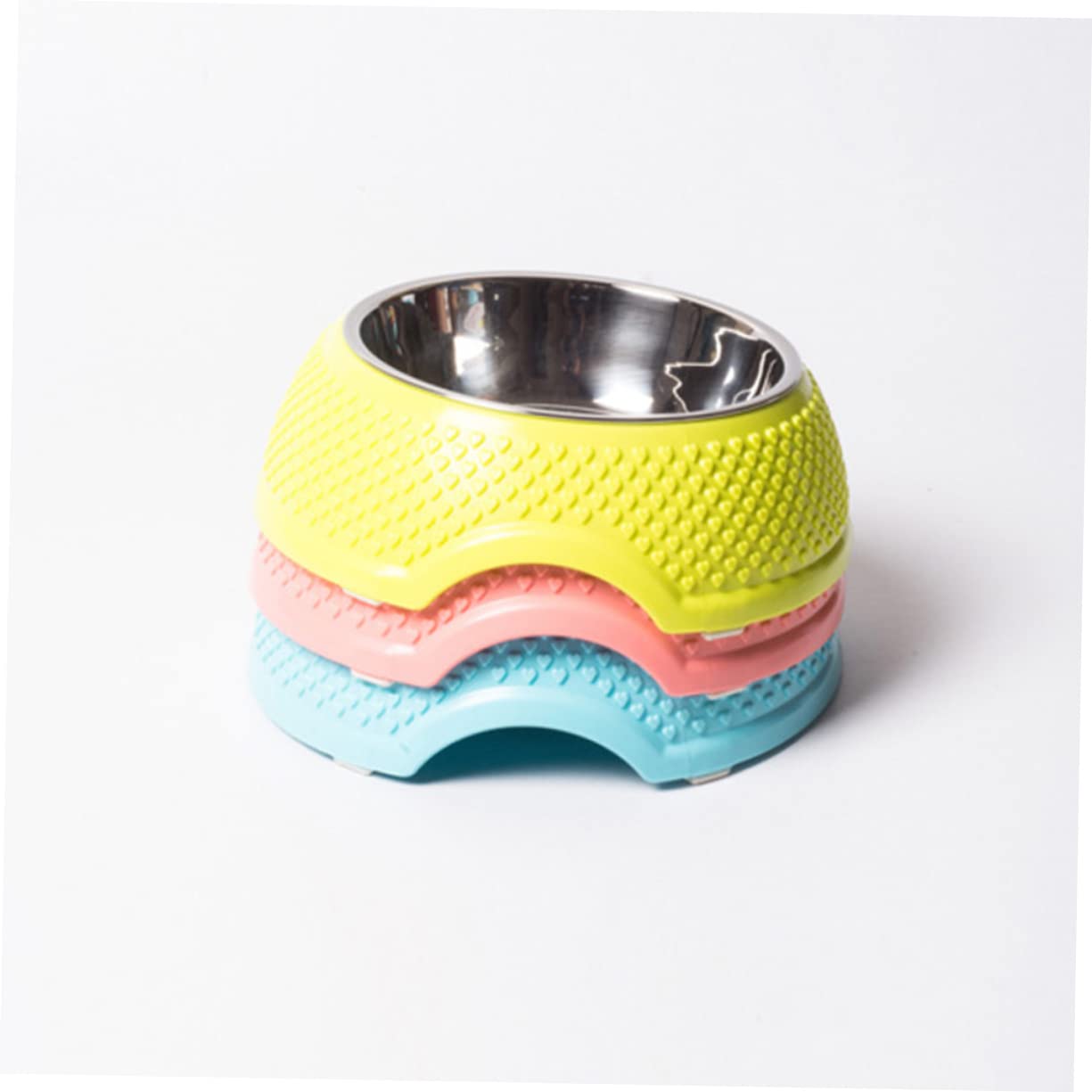 Angoily 3piezas Comedero Antideslizante para Mascotas Inoxidable para Perros y Gatos Color Azul