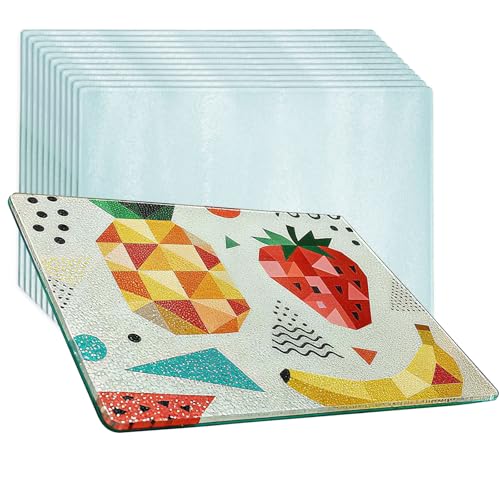 Set de 12 tablas de cortar de vidrio templado 28x20 cm miniatura 1