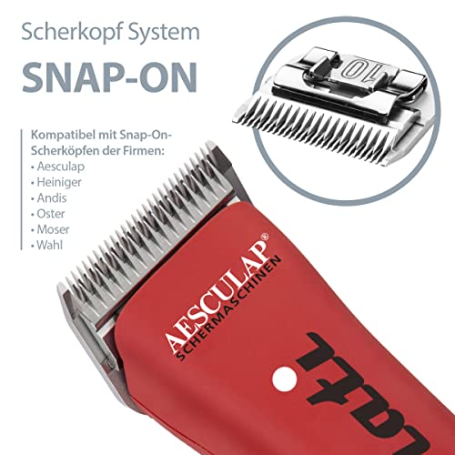 EHASO AESCULAP Profi Hundeschermaschine Set Durati Speed mit Scherk. + Hundenapf + Aufschiebekammset (Rot)